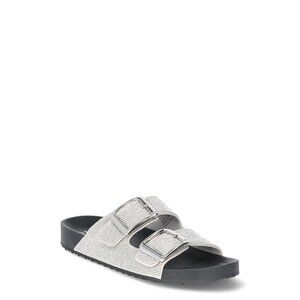 Steve Madden NYC Slides Bling Sandals Black Rhinestone Size 7.5 New